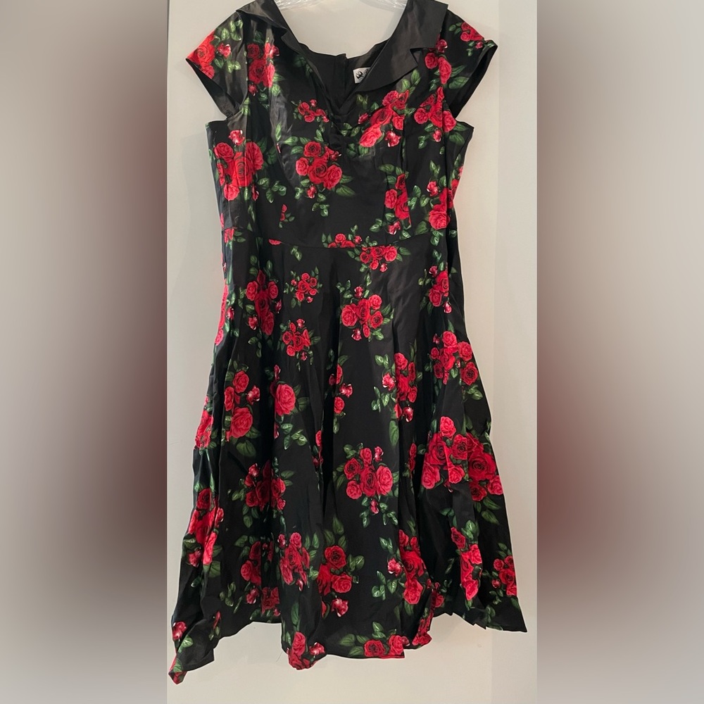 Hell Bunny Roses Black Floral Dress 3X